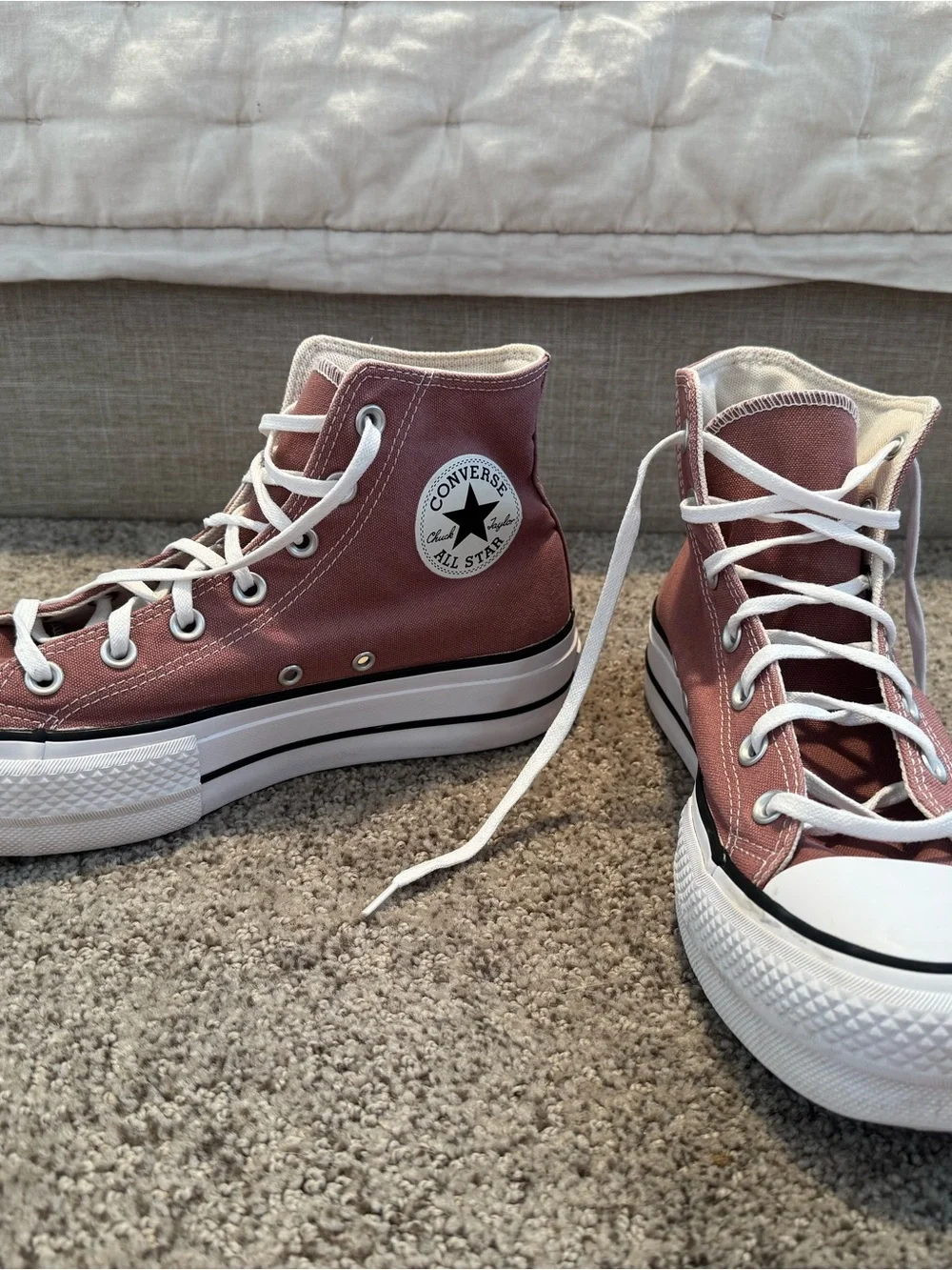 Converse High Top Platform Sneakers - Rose Mauve - Picture 1 of 6